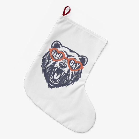 Game Day Bear Großer Weihnachtsstrumpf (Vorderansicht (hängend))