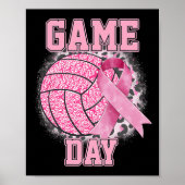 Game Day Bruastkrebs Bewusstsein Pink Volleyball Poster (Vorne)