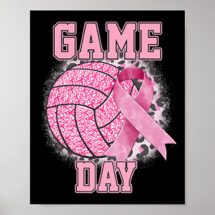 Game Day Bruastkrebs Bewusstsein Pink Volleyball Poster