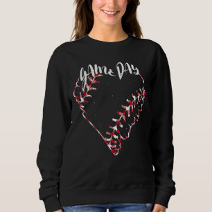 Game Day Buffalo Karierte Softball Herz Softball B Sweatshirt