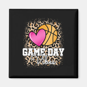 Game Day Bysketbyll Leopard Print Women Girls Bysk Magnet
