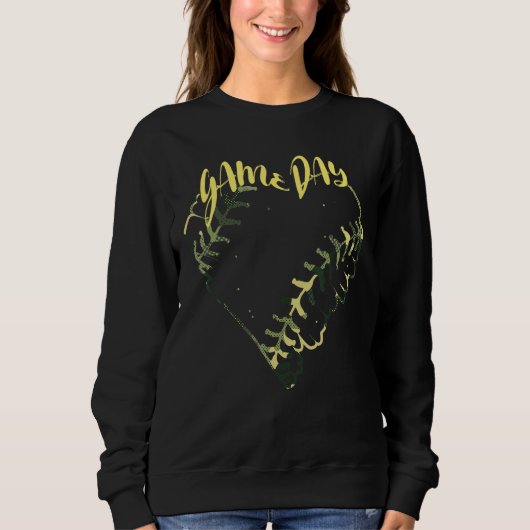 Game Day Camouflage Softball Herz Softball Basebal Sweatshirt (Vorderseite)