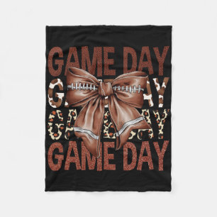 Game Day Football Bow Leopard Frauen Mädchen Kinde Fleecedecke