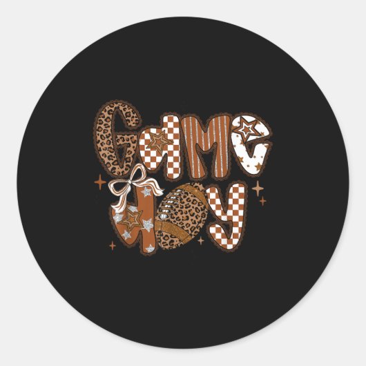 Game Day Football Girly Lace Bow Team Srit Girls B Runder Aufkleber (Vorderseite)