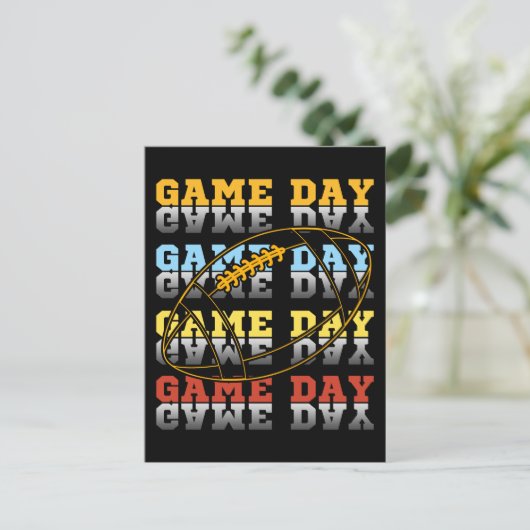 Game Day Football Lover Typografy Postkarte (Stehend Vorderseite)