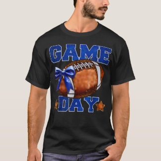Game Day Football Saison Football Mama Mädchen Bla T-Shirt
