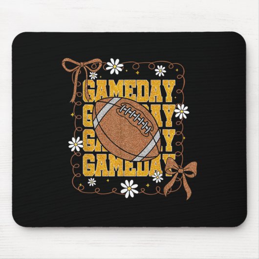 Game Day Football Season Football Mama Girl Black Mousepad (Vorne)