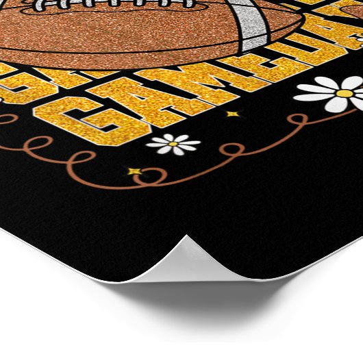 Game Day Football Season Football Mama Girl Black Poster (Ecke)