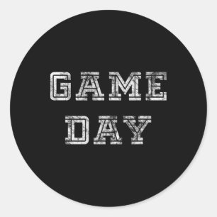 Game Day Football T Shirt Männer Frauen Kinder Ret Runder Aufkleber