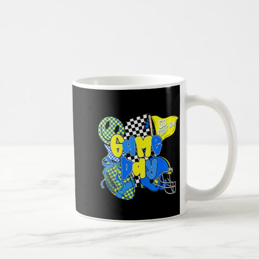 Game Day Football Team Srit Checkered Blue & G Kaffeetasse (Rechts)