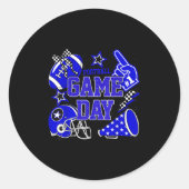 Game Day Football Touchdown Saison Girl Team Geist Runder Aufkleber (Vorderseite)