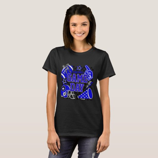 Game Day Football Touchdown Saison Girl Team Geist T-Shirt (Vorne ganz)