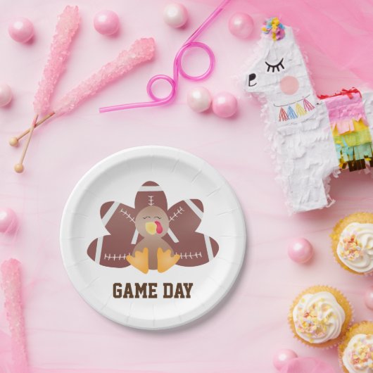 Game Day Football Türkei Feathers Brown Pappteller (Party)