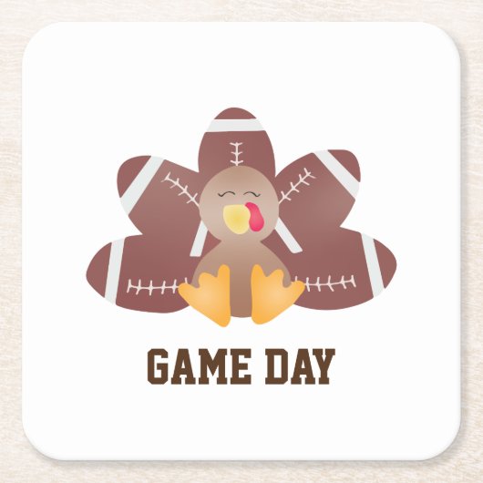 Game Day Football Türkei Feathers Brown Rechteckiger Pappuntersetzer (Vorderseite)