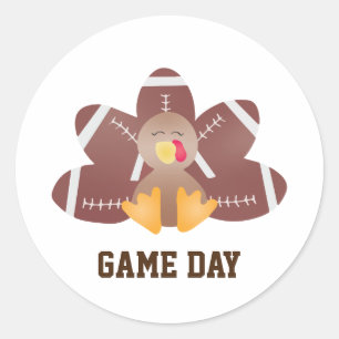 Game Day Football Türkei Feathers Brown Runder Aufkleber