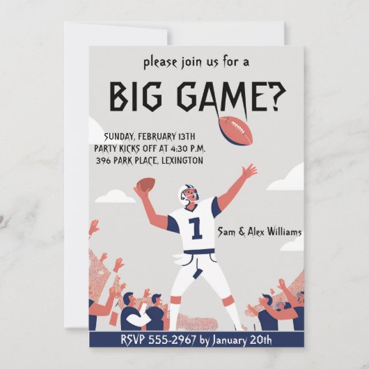 "Game Day Glory: Super Bowl Bash 2025" Einladung (Vorderseite)