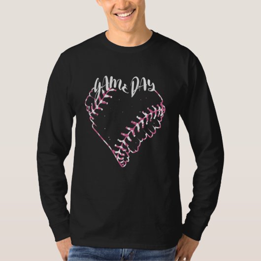 Game Day Leopard Softball Heart Softball Baseball  T-Shirt (Vorderseite)