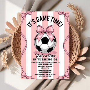Game Day Mädchen Fußball Rosa Schleife Einladung