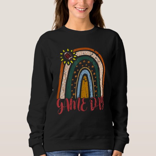 Game Day mit Leopard Herzenfußball Mama Regenbogen Sweatshirt (Vorderseite)