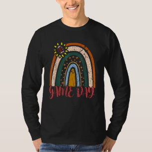 Game Day mit Leopard Herzenfußball Mama Regenbogen T-Shirt