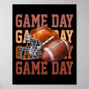 Game Day Retro Football Touchdown Saison Fußball  Poster
