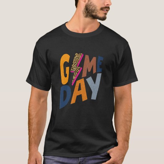 Game Day Retro Leopard Blitzsaison F T-Shirt (Vorderseite)