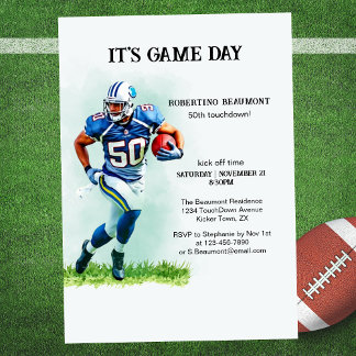 Game Day Running American Football 50. Geburtstag Einladung