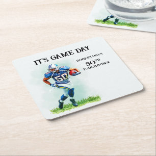 Game Day Running American Football 50. Geburtstag Rechteckiger Pappuntersetzer