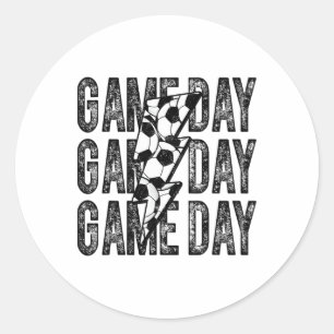 Game Day Soccer Blitzschlag Soccer Mama Papa Junge Runder Aufkleber