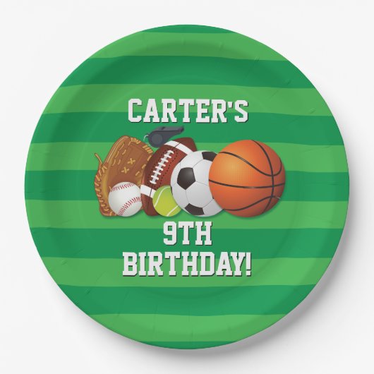 Game Day Sports Team Geburtstag Pappteller (Vorderseite)