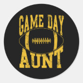 Game Day Tante Yellow Football Auntie Runder Aufkleber (Vorderseite)