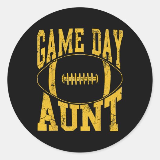 Game Day Tante Yellow Football Auntie Runder Aufkleber (Vorderseite)
