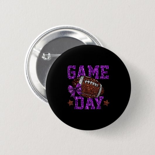 Game Day Touchdown Football Mama Girls Go Cheer Pu Button (Vorne & Hinten)