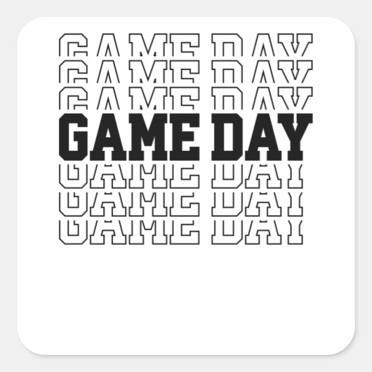 Game Day Typografie Art Sportspiele Männer Frauen Quadratischer Aufkleber (Vorderseite)