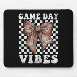 Game Day Vibes Coquette Bow Football Mama Football Mousepad