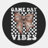 Game Day Vibes Coquette Bow Football Mama Football Runder Aufkleber (Vorderseite)