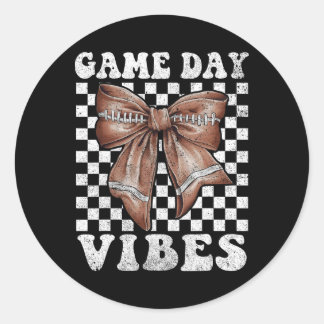 Game Day Vibes Coquette Bow Football Mama Football Runder Aufkleber