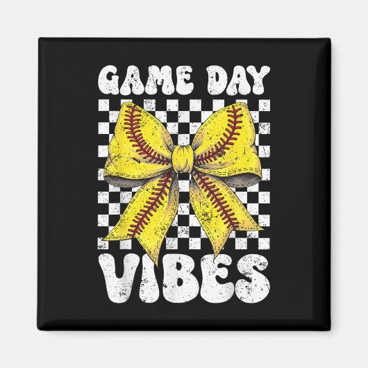 Game Day Vibes Coquette Bow Softball Mama Softball Magnet (Vorne)