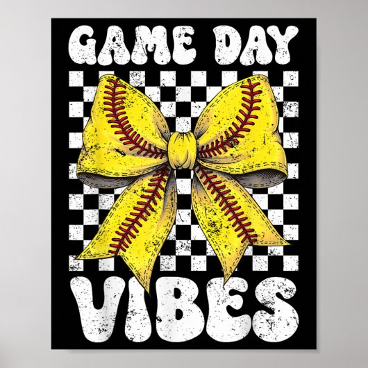 Game Day Vibes Coquette Bow Softball Mama Softball Poster (Vorne)