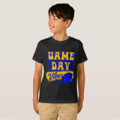 Game Day Vibes Football Saison Football Blau Gold T-Shirt (Vorne ganz)