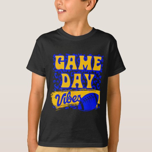 Game Day Vibes Football Saison Football Blau Gold T-Shirt (Vorderseite)