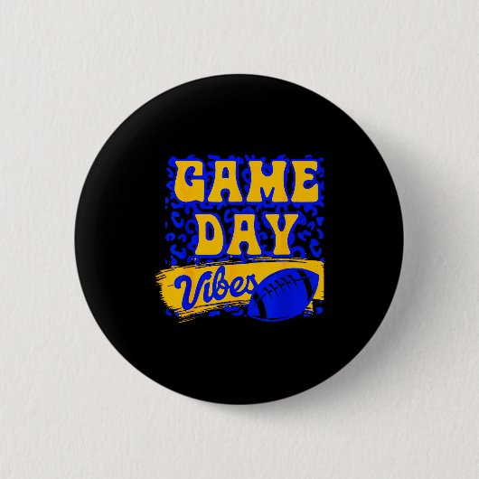 Game Day Vibes Football Season Football Blue Gold Button (Vorderseite)