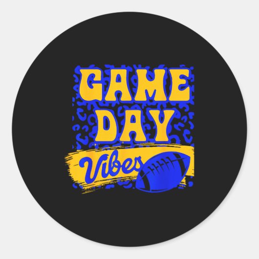 Game Day Vibes Football Season Football Blue Gold Runder Aufkleber (Vorderseite)