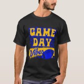 Game Day Vibes Football Season Football Blue Gold T-Shirt (Vorderseite)