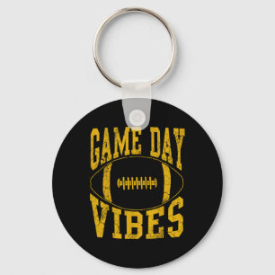 Game Day Vibes Gelber Fußball Vintag gestört Schlüsselanhänger