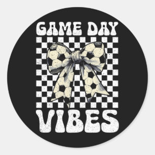 Game Day Vibes Groovy Coquette Bogen Fußball Fraue Runder Aufkleber