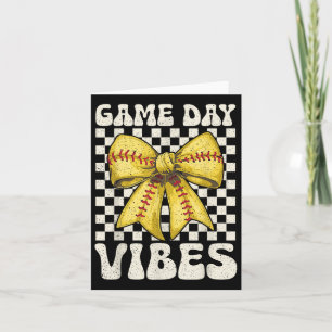 Game Day Vibes Groovy Coquette Bow Softball Women Karte