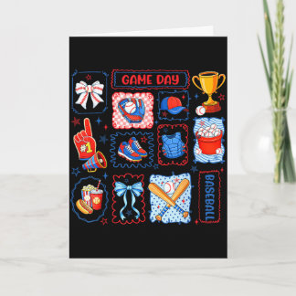 Game day vibes retro coquette bow baseball menGame Karte