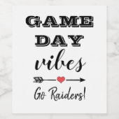 Game Day Vibes Team Personalisierter Herztext Weinetikett (Einzelnes Label)