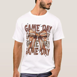 Game Day Vintag Coquette Football Bow Blume T-Shirt